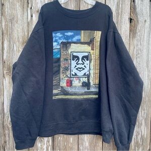 Obey Face Black Crew Neck Sweatshirt OG Icon Andre the Giant
